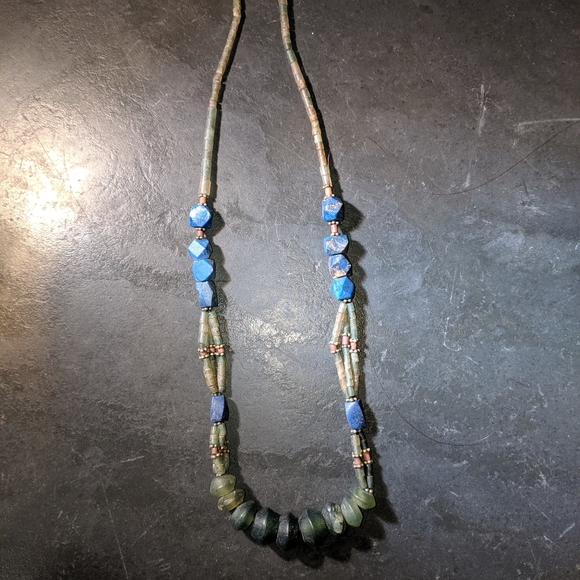 Jewelry - Glass bead Jade choker necklace green blue